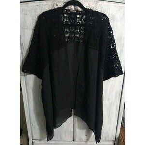 Steve Madden Crotchet Open Cardigan Black Boho Feminine Cottage Core Osfm